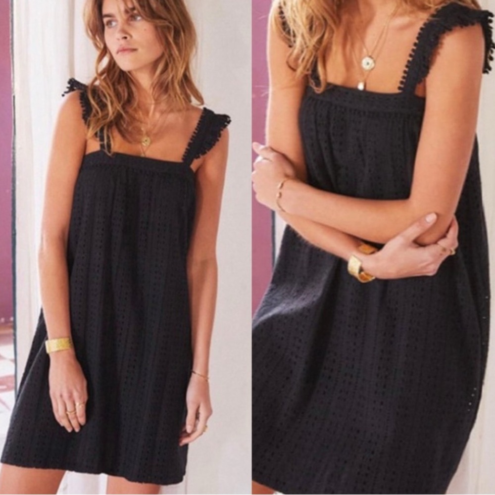 SEZANE "Assia" Crochet Eyelet Flutter Dress